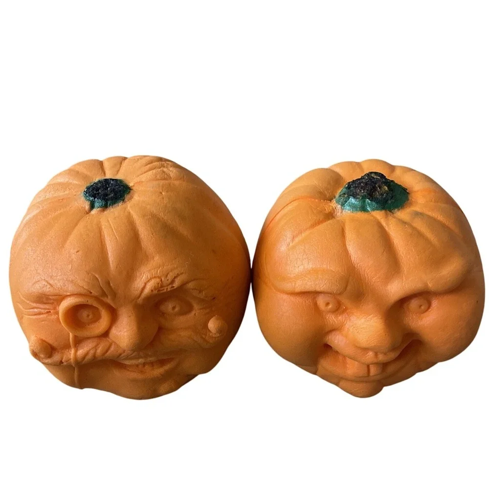 Vtg Scott Port A Fold  Todd Masters style Foam Jack O Lantern Pumpkins Halloween